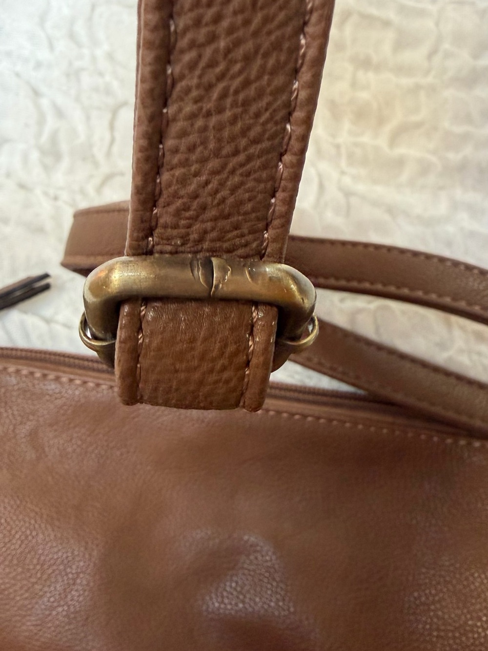 Joy Susan Vegan Brown Leather Crossbody Purse - Picture 14 of 14